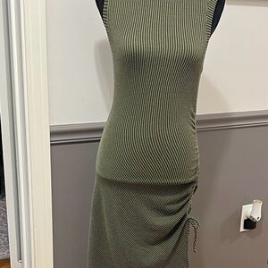 Moa Moa Olive Ribbed Midi Dress